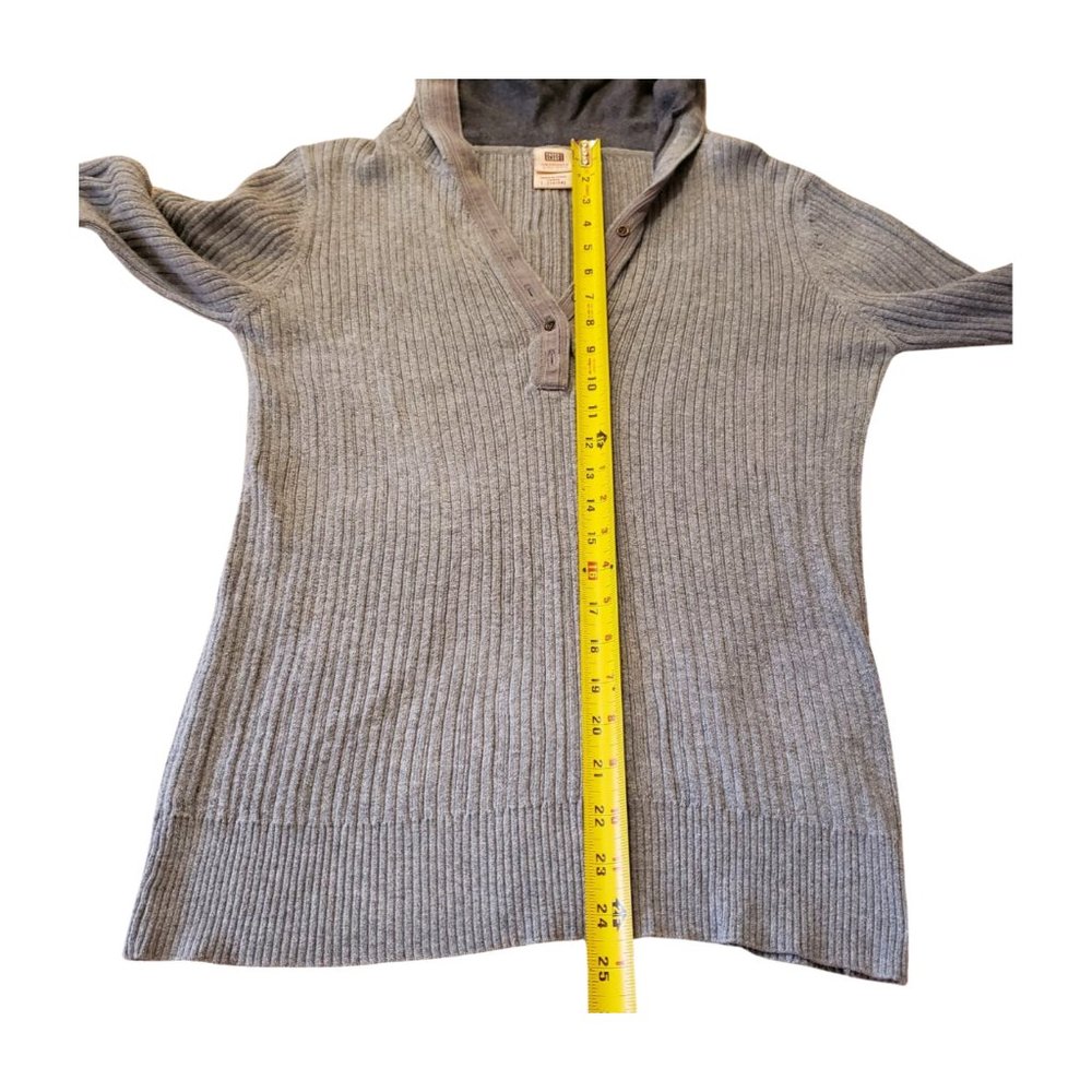 Faded Glory Gray Ribbed V-Neck Hoodie - Size L - Picture 6 of 13